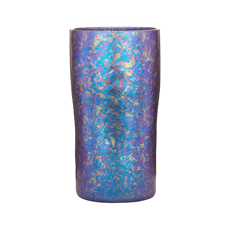 SXSHUOSI 300ML Pure Titanium Beer Mug Coffee Mug, Ultra-Light Double-Layer Insulated, Titanium Mug for Home and Outdoor use (Blue and Purple)