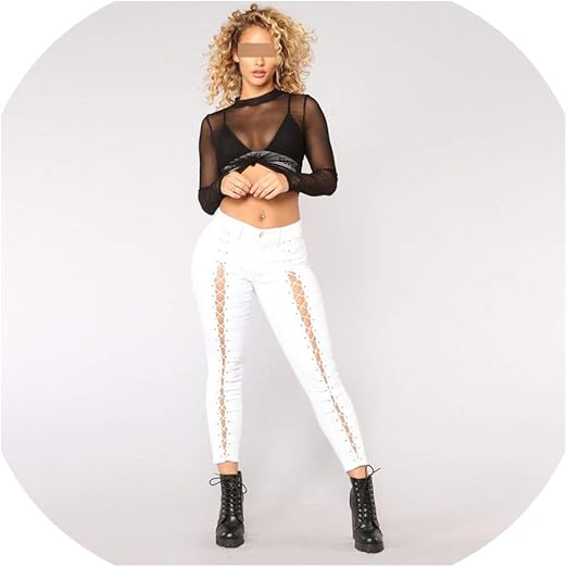 tie up high waisted jeans