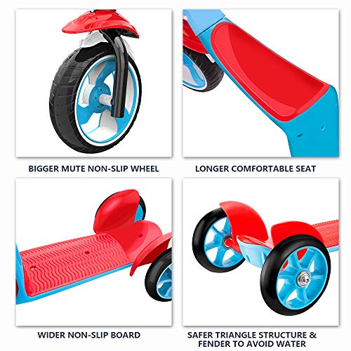 Verkstar Kick Scooter for Kids Toddlers Girls Boys, 2 in 1 Kids Scooter with Handbrake, Adjustable Handle, Extra-Wide Deck, The Latest Outdoor Toys for Kids Activities (Red & Blue) - Thumbnail 5