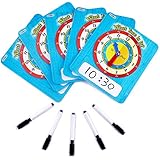 ZazzyKid Time Learning Analog Clock for Kids - Pack of 5 (7 x 8 Inches) with 5 Erasable Markers: Teach Children to Tell The Time