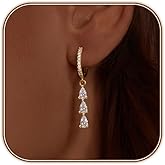 LULII Dangle Earrings for Women Dainty 14K Gold Plated Drop Earrings for Women Trendy Hypoallergenic Dangling Long Huggie Hoop Earrings Lightweight Womens Jewelry Gifts