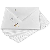 Wanderings Handmade White Envelopes with Real Flower Petals 5.25"x7.25" - Package of 25 Cold Press Envelopes for Announcements Wedding Invitations Greeting Cards Memorials - 150 GSM Thick Envelope