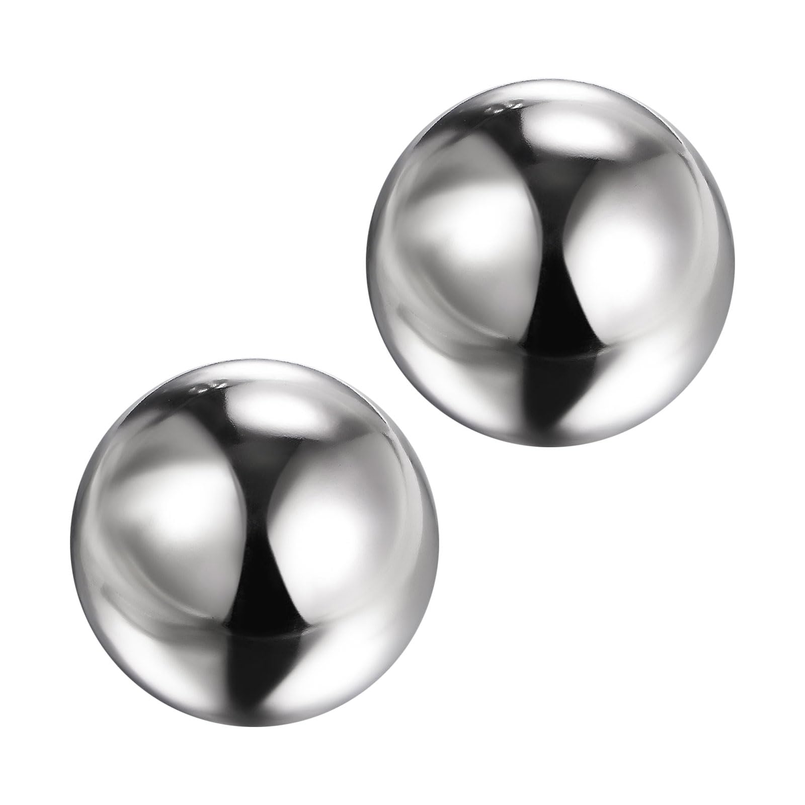 M METERXITY 2-Pack Gazing Ball, 4 Inch/ 10cm Mirror Polished Hollow Ball for Outdoor Ornament, Stainless Steel Hollow Sphere Gazing Mirror Ball [Silver Tone]