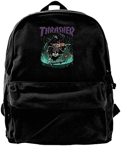 GeGe6 Thrasher Halloween Hellride Unisex Canvas Backpack Laptop Rucksack