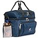 Large Cooler Lunch Bag with Extra Liner. Two Insulated Compartments, Heavy Duty Fabric, Thick Foam Insulation, Many Pockets, Strong Double Zippers, Padded Straps.