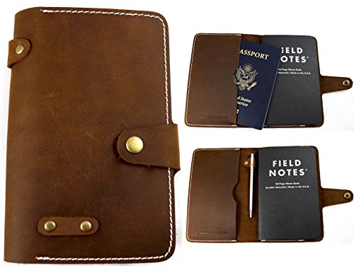 Standard Knight Co. Leather Passport and Pocket Notebook Cover - Fits Field Notes, Rhodia and Pocket Moleskin - Modern, Minimalist Design - Premium Quality, Full-Grain Crazy Horse Leather