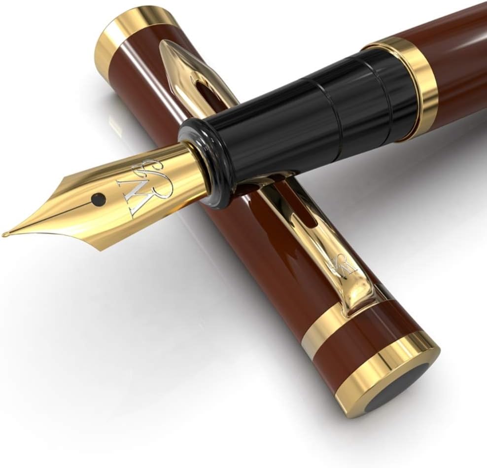 Wordsworth & Black Fountain Pen Kit, 18K Medium Gold Nib, Includes 24 Ink Cartridges, Ink Refill Converter and Gift Box
