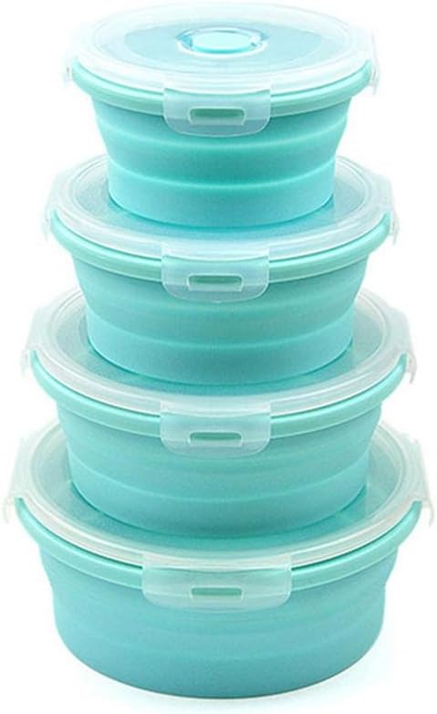 AOLVO klappbar Frischhaltedosen mit Deckel, 4 Pack Silikon Faltbare