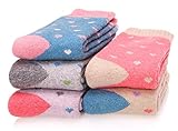 EBMORE Women Fashion Printed Thick Winter Casual Soft Warm Crew Socks 5-Pack