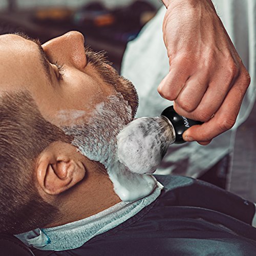 Pure Badger Hair Shaving Brush, AKUNSZ Shaving Kit for Men: Black Handle Shaving Brush for Men + 3.2" Stainless Steel Shaving Bowl + Shaving Brush Stand - Shave Brush and Bowl Set