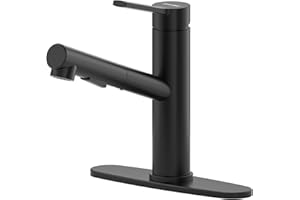 DAYONE Black RV Kitchen Faucet with Pull Down Out Sprayer, Bar Sink Faucet Low Profile Matte Black, Modern Utility Bar Small 