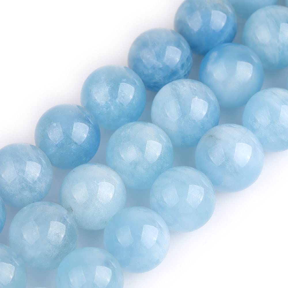 GEM-Inside Natural AA Grade 14mm Aquamarine Quartz Round Gemstone Semi Precious Loose Beads for Jewellery Making 15'' โ image 1