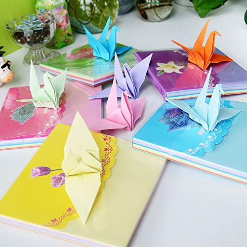 Wartoon 338 Pcs Origami Paper 288 Sheets Origami Paper and 50 Luminous Origami Paper with Googly Wiggle Eyes Scissors Needle Thread