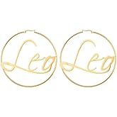 Boho Horoscope 12 Zodiac Sign Hoop Earrings 18k Gold Plated Womens Fashion Jewelry Astrology Inspired Jewelry Women Teens Hypoallergenic Lightweight Hoop Earrings