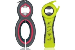 ONECUT Bottle Opener Set,2Pcs Inclinding 5-in-1 and 6-in-1, Can, Soda, and Jar Openers, Twist Off Lid – Jar Opener for Seniors and Arthritic Hands (Gray Green)