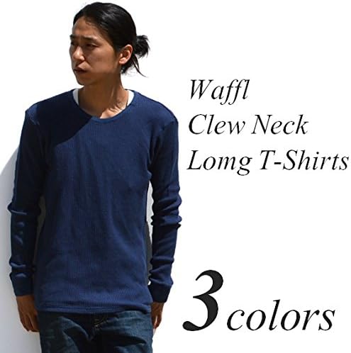 Amazon N Meriyasu ワッフル ロング クルーネックtシャツ ロンt 綿100 日本製 無地 長袖 L ネイビー メンズ Tシャツ カットソー 通販