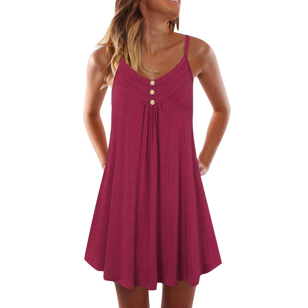 KYLEON Women’s Casual Dress V Neck A Line Cap Sleeve Elegant Mini Tunic Dress Summer Floral Print Short Sundress