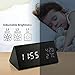 OCT17 Wooden Alarm Clock, Smart LED Digital Clock for Bedroom/desks, Upgraded with Time Temperature, Adjustable Brightness and Voice Control, Humidity Displaying - Black
