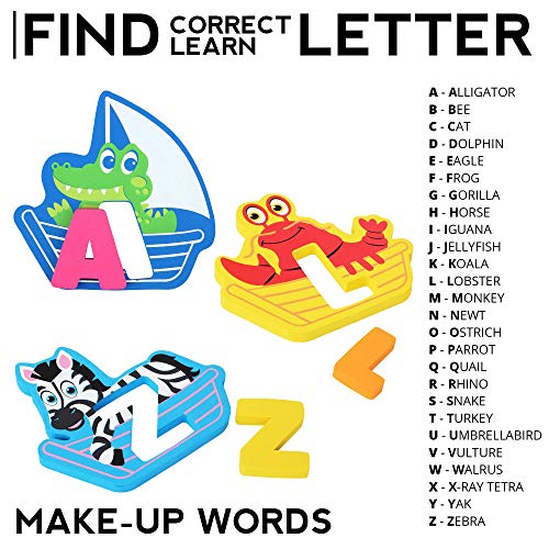 Foam Bath Toys 100% Non-Toxic Bathtub Alphabet - Free Bath Toy Organizer - Fun Foam Puzzles - Educational Floating Toys for Boys Girls - Early Learning Letters Animals Colors - 52 Pcs - Set №2