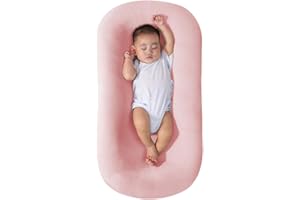 SAANERUEEN Baby Lounger for Newborn, Newborn Lounger Nest Sleeper, Baby Pillows for Sleeping for Newborn, Lounger for Baby 0-24 Months (Pink,0-12month)