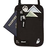 Ultimate Travel Neck Pouch by Minowl RFID Blocking Wallet Passport Holder Stash