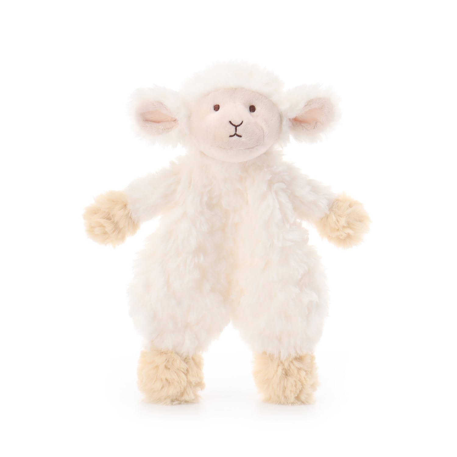 Apricot Lamb Flower Lamb Cute Comforter Plush Security Blanket for Baby Boy and Girl, Cuddly Lovey for Infant and Toddlers, White 10 Inches