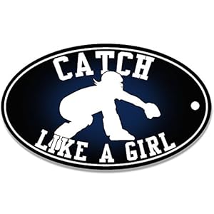 Oval CATCH Like a Girl Sticker (softball baseball female catcher)