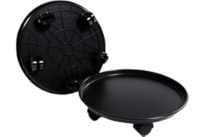 Amkoskr 2 Pack 13" Black Plant Caddy Round Movable Planter with Easy Moving Caster Wheels Dolly Trolley Tray Pallet Outdoor Indoor Tree Flower Stand Planter