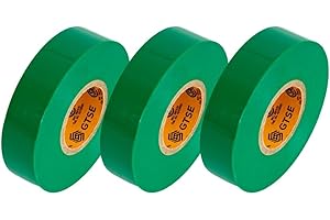 GTSE Green Electrical Tape, 3-Pack – Waterproof, Industrial Grade Vinyl, 3/4 in x 66ft– Strong Self-Adhesive PVC Electric Tape for Wire Insulation, 7 Mil, 600V – UL/CSA Listed