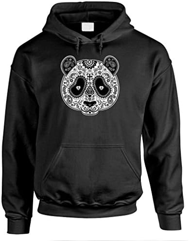 PANDA MASK DAY OF THE DEAD - dia de muertos - Mens Pullover Hoodie, XL, Black