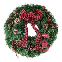 newwyt Natural Pine Cone and Berry Decorated Pre-Lit Wreath Christmas Decoration Illuminated 40cm 50cm 60 cm