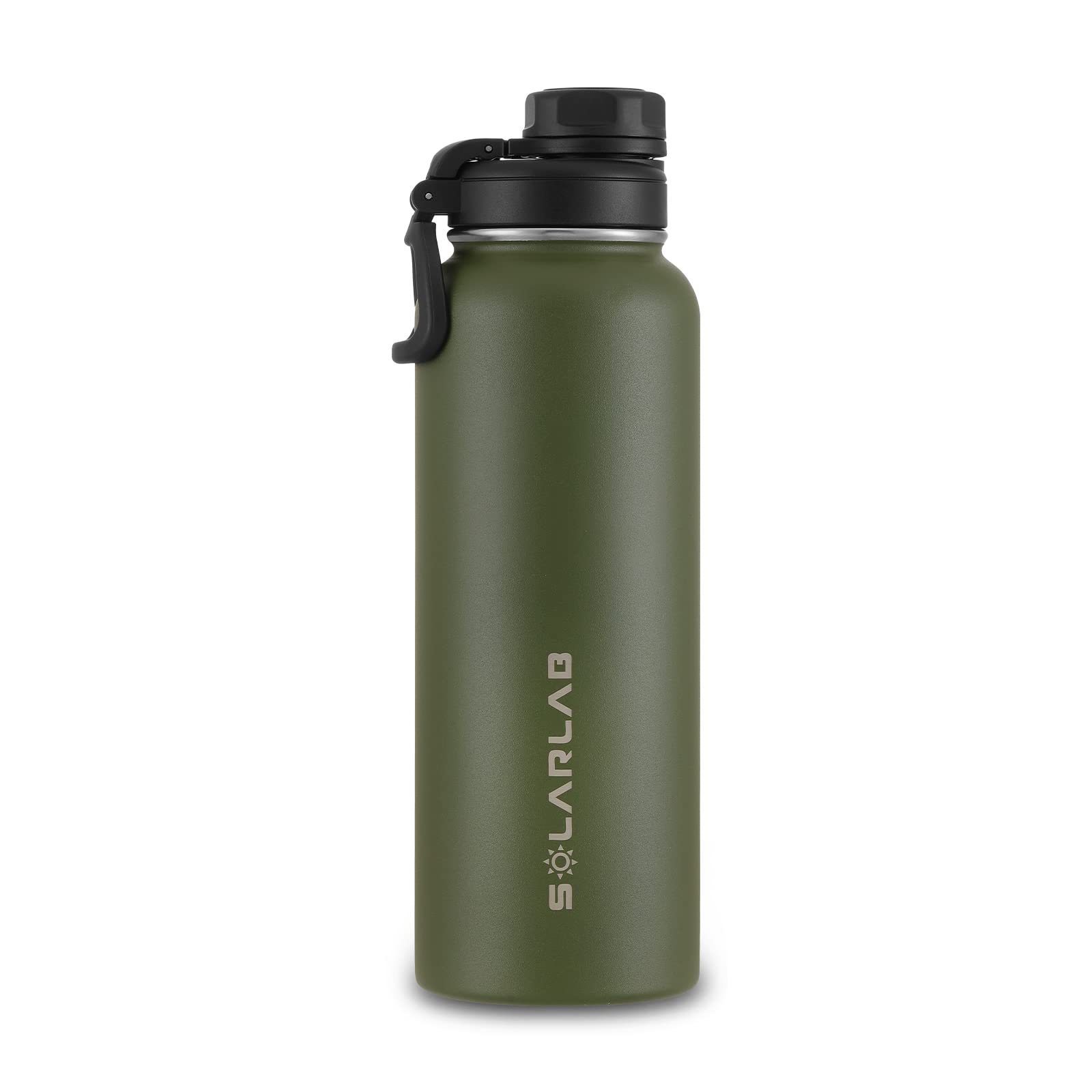 SOLRALAB Thermal Flask 1200ml - flasks for hot and Cold Drinks, Metal Water Bottles,Mens Water Bottle,Green Water Bottle, BPA Free Flask 12H hot Drink or 24H Cold, Outdoor, Camping(Green)