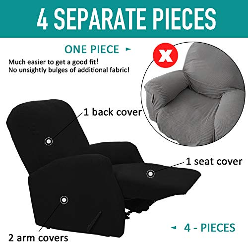 image for Rose Home Fashion RHF 4 Separate Piece Stretch Recliner Slipcovers, Re