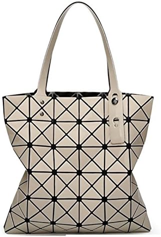 Kayers Sulliva Womens Fashion Geometric Plaid Tote Bag Glossy PU Leather Shoulder Bag Top-handle Handbags