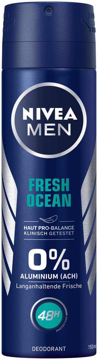 Nivea Men Fresh Ocean Deodorant Spray, 150 ml - Non-Aluminium Deodorant with Refreshing Formula - 48-Hour Protection