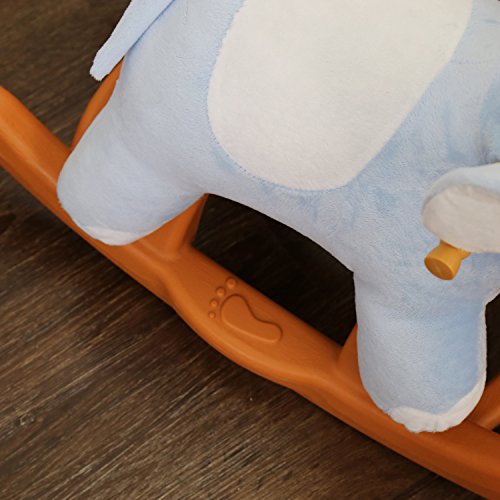 Peach Tree Kids Animal Rocker Plush Rocking Horse Elephant Theme Ride on Toy Style Riding Rocker with Sound, Blue