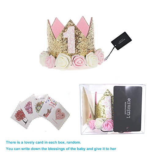 image for LQSmile Baby Princess Tiara Crown, Baby Girls/Kids First Birthday Hat 