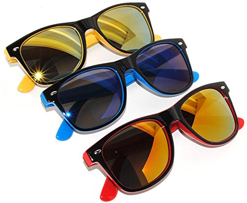 3 Pairs Stylish Retro Vintage 2 Tone Sunglasses Colorful Mirror Lens