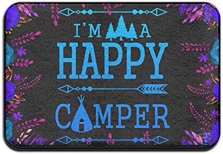 1 Piece Smart Dry Memory Foam Bath Kitchen Mat For Bathroom - Ice Mountain I'm A Happy Camper Camping Purple Lavender Shower Spa Rug 16X24 Door Mats Home Decor With Non Slip Backing - 3 Sizes