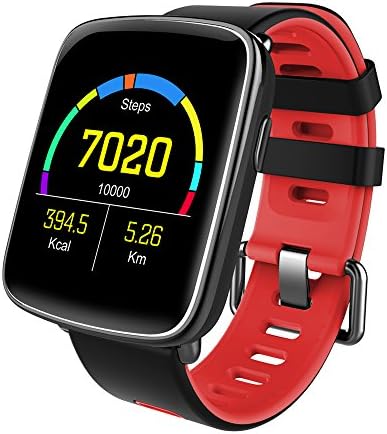 1.54 inch Smart Watches Bluetooth 4.0Ver Pedometer Heart Rate Monitor 3M IP68 Water-Resistant Bluetooth Watches Compitable for iOS and Android Smartphones AGOLUO (Red)