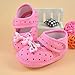 DZT1968® Baby Girl Cloth Soft Sole Round Dot Prewalker Mary Jane Shoes with Bowknot (6~12 Months, Pink)
