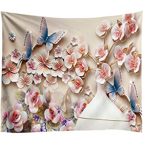 sasdasld 3D Psychedelic Butterfly Tapestry Wall Hanging Bohemian Flowers Hippie Mandala Decorative Wall Tapestry Hanging Boho Wall Cloth-150X130CM (59"X51")