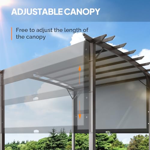 VINGLI 9'x12' Outdoor Retractable Pergola Canopy w/Adjustable Sun Shade image 15