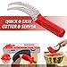 Watermelon Slicer Melon Cutter Knife - Stainless Steel Melon Slicer Watermelon Cutting Server With Nonslip Handle - Tongs Set With Strawberry Huller, Blade Cover - Easy Slice Fruit Kitchen Tool