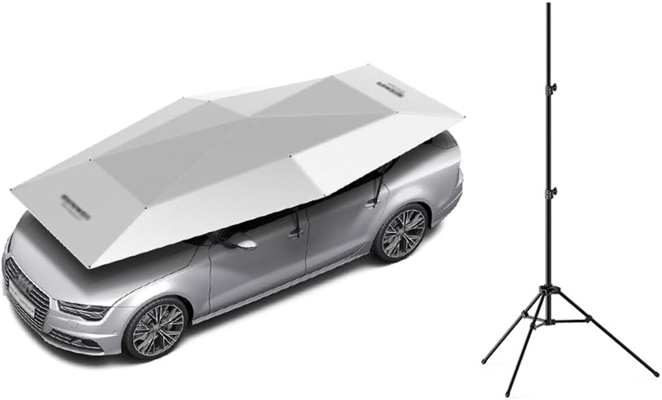 LLF Car Tent Umbrella, Portable Semi-automatic Hot Summer Car Cover Movable Carport Folded Automobile Protection Sun Shade Anti-UV Canopy Sunproof Waterproof, Snow Wind Proof,Shelters (Manual)
