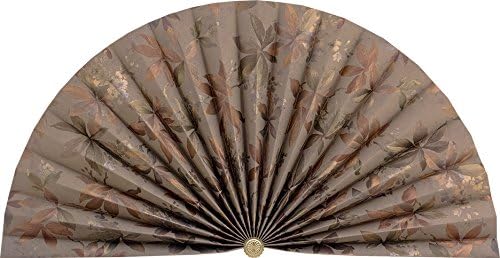 Neat Pleats Decorative Fan, Hearth Screen, or Overdoor Wall Hanging - L459 - Taupe with Gold &amp; Copper Leaf Pattern