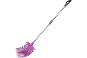 COUNTRY PRIDE Original Farm Fork, Virtually Indestructible Polycarbonate Head with 16 Tines, Telescopic Aluminum Handle 2.5 to 3.7 Feet, Lightweight and Durable, Made in Sweden with 2-Year Warranty (Purple)