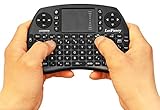 LotFancy 2.4G Wireless Mini Keyboard Touchpad with Mouse Combo for PC/Google Android TV Box/Xbox360/PS3/HTPC/IPTV, LED Backlit, Rechargeable Li-ion Battery, Black