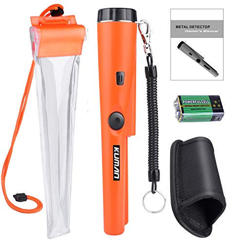 kuman Pinpointer Metal Detector Kit with Multifunctional PVC Waterproof Case and Holster 360&deg; Scanning Treasure Hunting Unearthing Tool Accessories Buzzer Vibration Automatic Tuning KW30S
