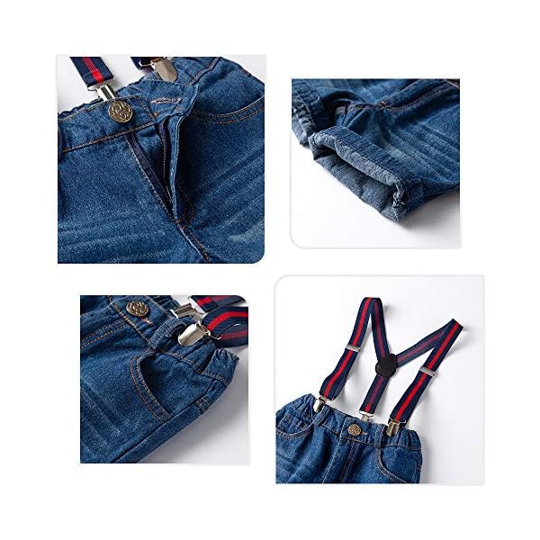 Toddler Boy Summer Clothes Boys Outfits Bow Ties Shirts and Suspenders Shorts Clothing Sets 4T Red - Image 7